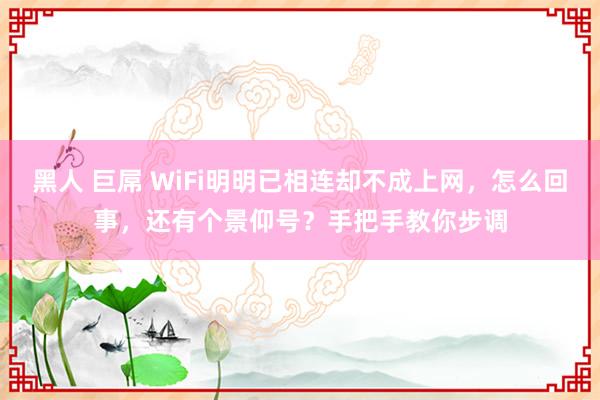 黑人 巨屌 WiFi明明已相连却不成上网，怎么回事，还有个景仰号？手把手教你步调