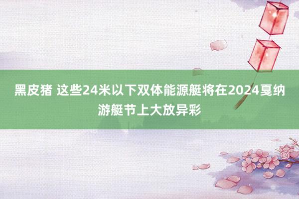 黑皮猪 这些24米以下双体能源艇将在2024戛纳游艇节上大放异彩