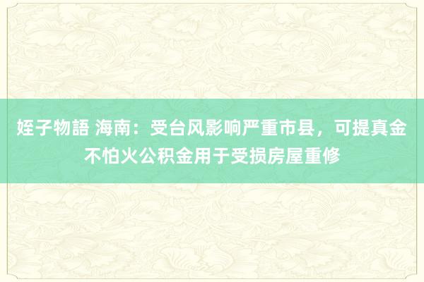 姪子物語 海南：受台风影响严重市县，可提真金不怕火公积金用于受损房屋重修