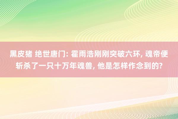 黑皮猪 绝世唐门: 霍雨浩刚刚突破六环， 魂帝便斩杀了一只十万年魂兽， 他是怎样作念到的?