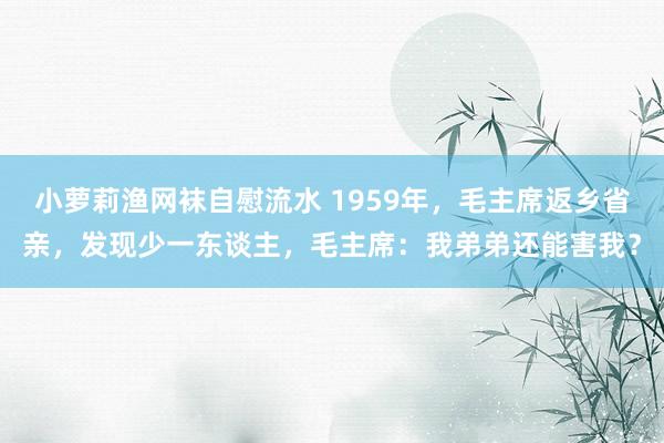 小萝莉渔网袜自慰流水 1959年，毛主席返乡省亲，发现少一东谈主，毛主席：我弟弟还能害我？