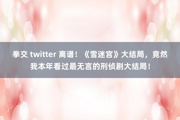 拳交 twitter 离谱！《雪迷宫》大结局，竟然我本年看过最无言的刑侦剧大结局！