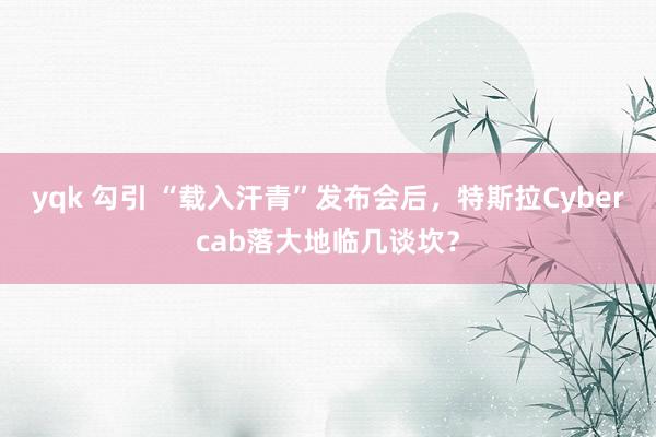 yqk 勾引 “载入汗青”发布会后，特斯拉Cybercab落大地临几谈坎？