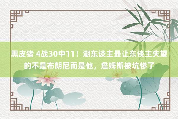 黑皮猪 4战30中11！湖东谈主最让东谈主失望的不是布朗尼而是他，詹姆斯被坑惨了