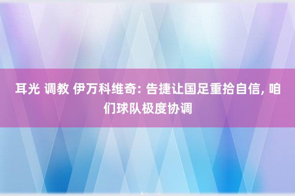 耳光 调教 伊万科维奇: 告捷让国足重拾自信， 咱们球队极度协调