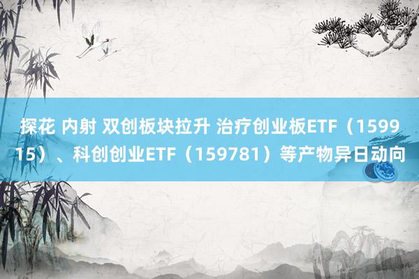 探花 内射 双创板块拉升 治疗创业板ETF（159915）、科创创业ETF（159781）等产物异日动向