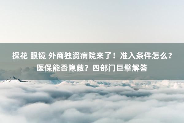 探花 眼镜 外商独资病院来了！准入条件怎么？医保能否隐蔽？四部门巨擘解答