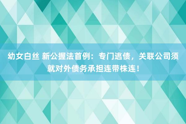 幼女白丝 新公握法首例：专门逃债，关联公司须就对外债务承担连带株连！