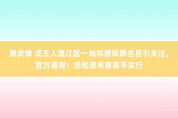 黑皮猪 成王人温江区一地拟建殡葬名目引关注，官方通报：经轮廓考量罢手实行