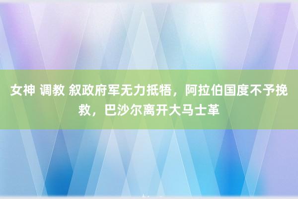 女神 调教 叙政府军无力抵牾，阿拉伯国度不予挽救，巴沙尔离开大马士革