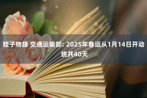 姪子物語 交通运输部: 2025年春运从1月14日开动 统共40天