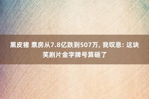 黑皮猪 票房从7.8亿跌到507万， 我叹息: 这块笑剧片金字牌号算砸了