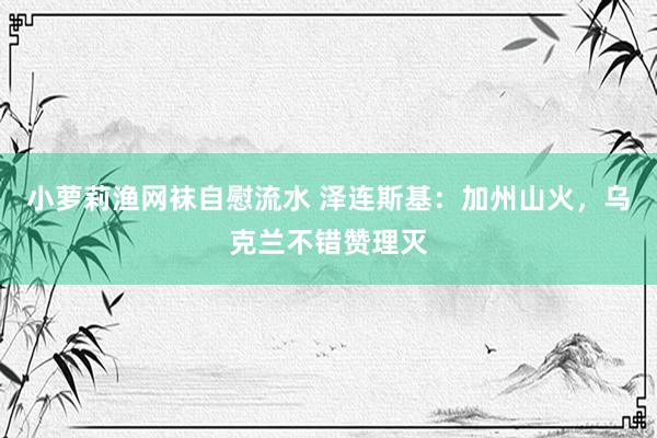 小萝莉渔网袜自慰流水 泽连斯基：加州山火，乌克兰不错赞理灭