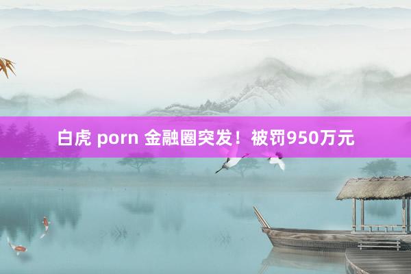 白虎 porn 金融圈突发！被罚950万元