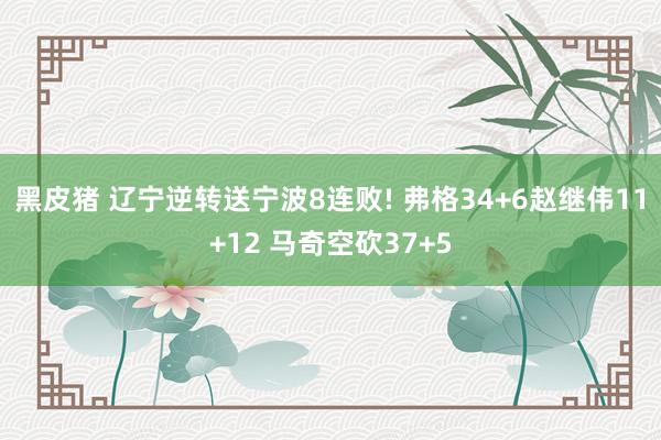 黑皮猪 辽宁逆转送宁波8连败! 弗格34+6赵继伟11+12 马奇空砍37+5